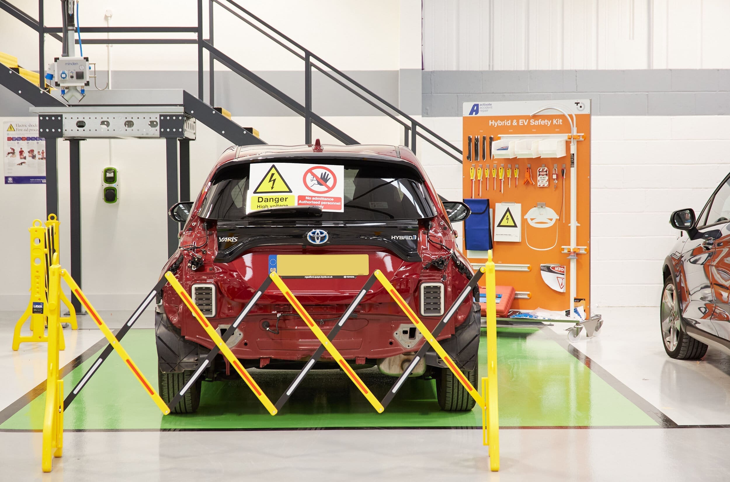 Car in EV repair bat at Activate Repair Warrington