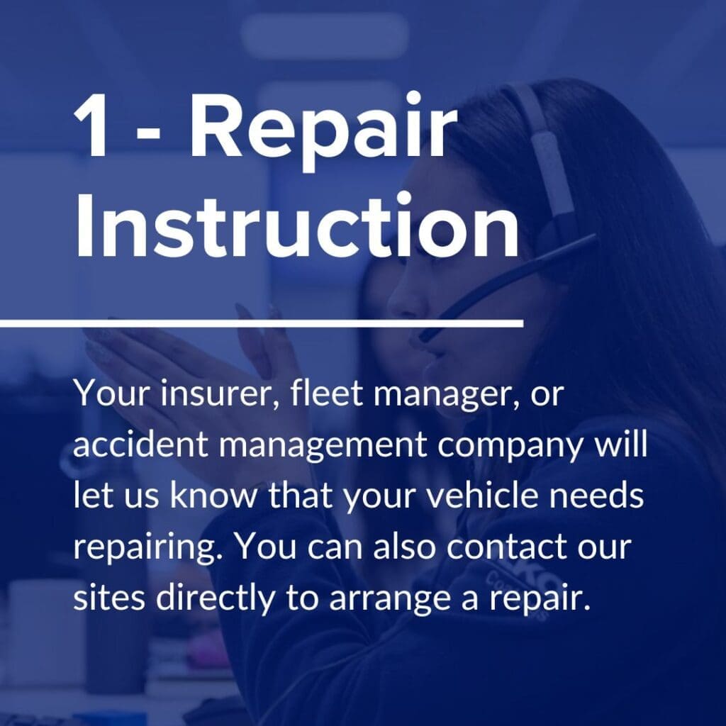 Your insurer, fleet manager, or accident management company will let us know that your vehicle needs repairing. You can also contact our sites directly to arrange a repair.

